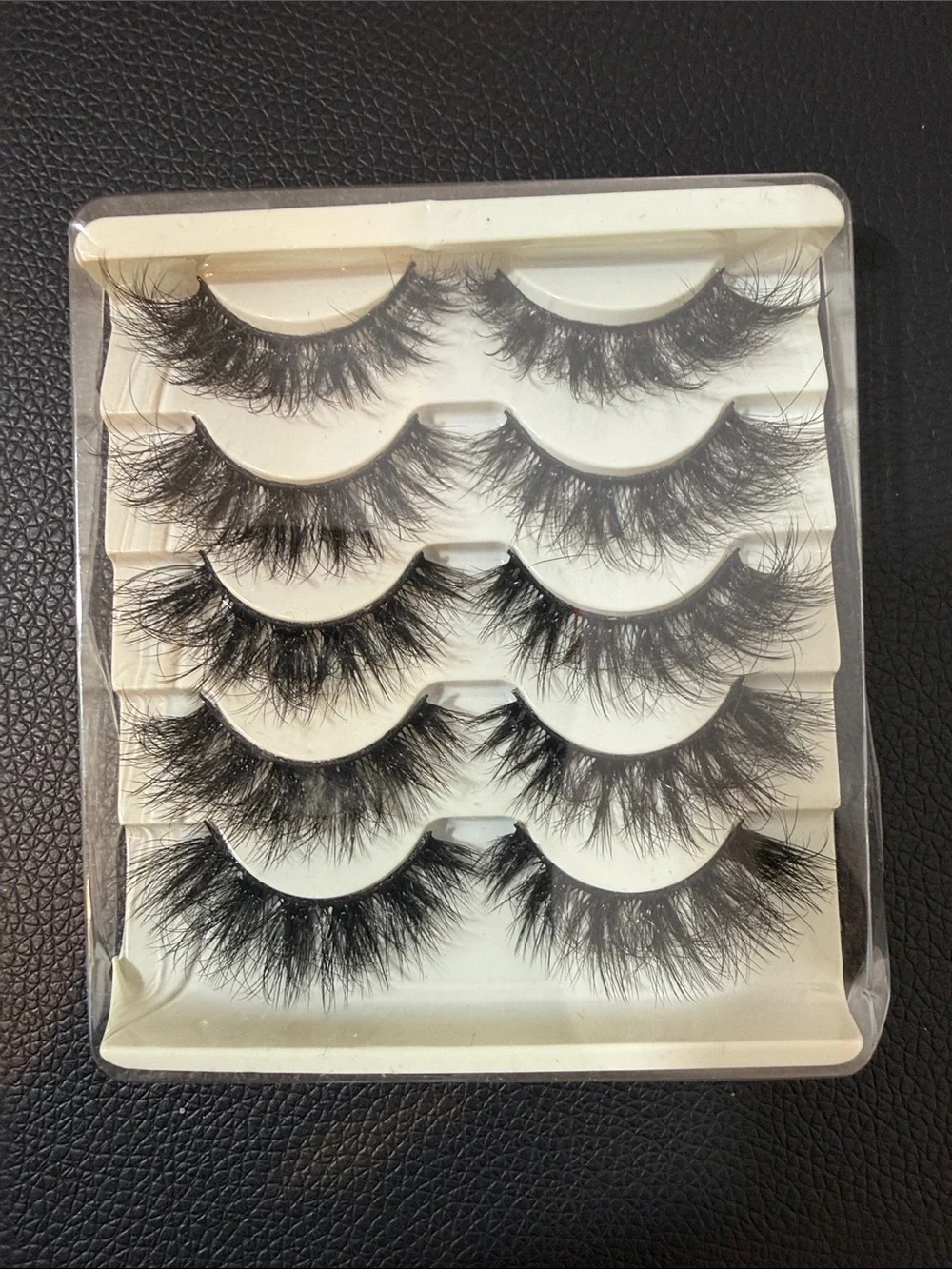 Dramatic Black 5-Pair Fluffy Faux Mink False Eyelashes - Multi-Layer Volume